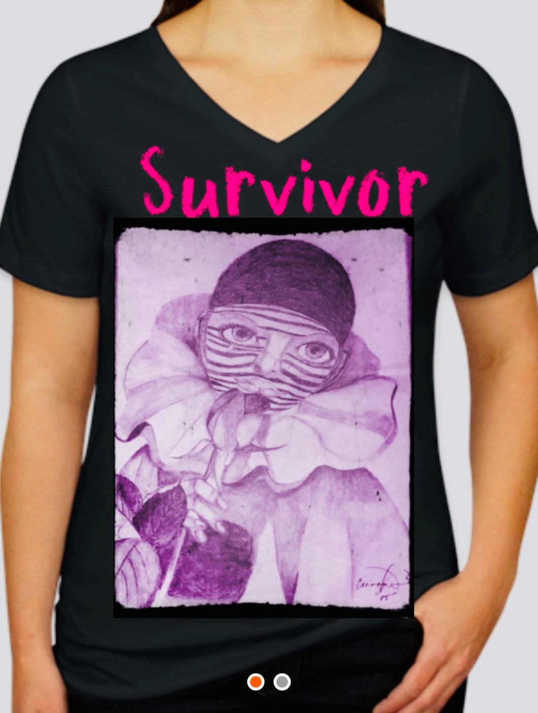 Survivor Black V Neck Tee©