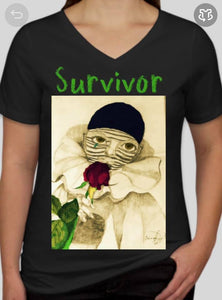 Survivor Tee-Sepia V-neck